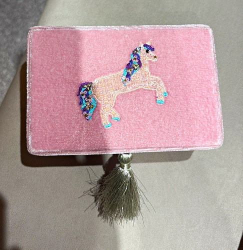 Pink velvet unicorn jewellery - pink,