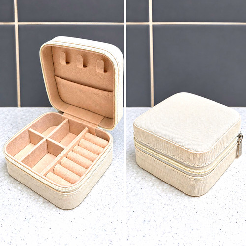 Cream jewellery travel box - jewellery,