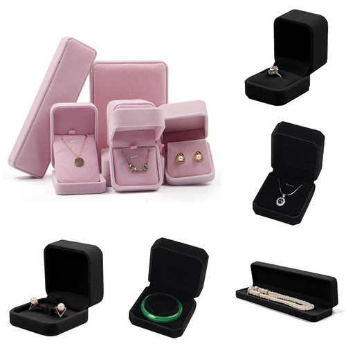 Black pink velvet jewellery - black/pink,
