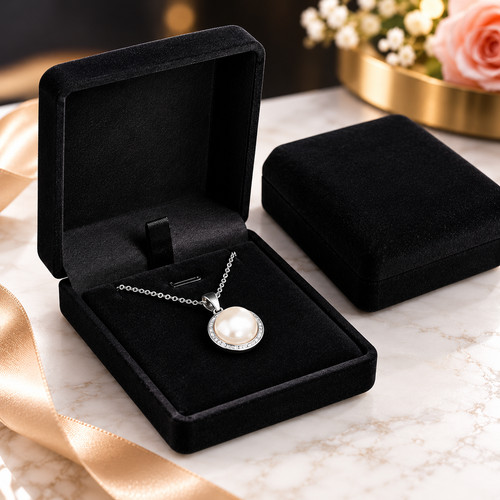 Velvet necklace box pendant - necklace,